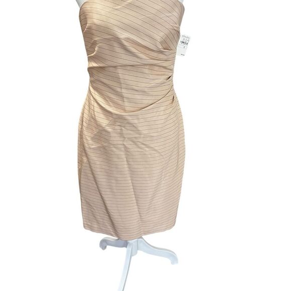 Kay Unger Silk Pinstripe Strapless Cocktail Dress NWT Size 6 - Picture 4 of 9